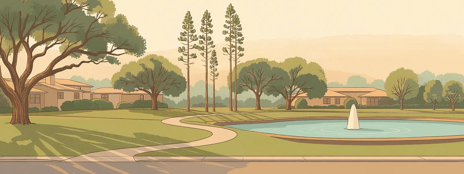 The edge of a golf fairway seen from a residential street in New Tampa (Tampa, Florida)