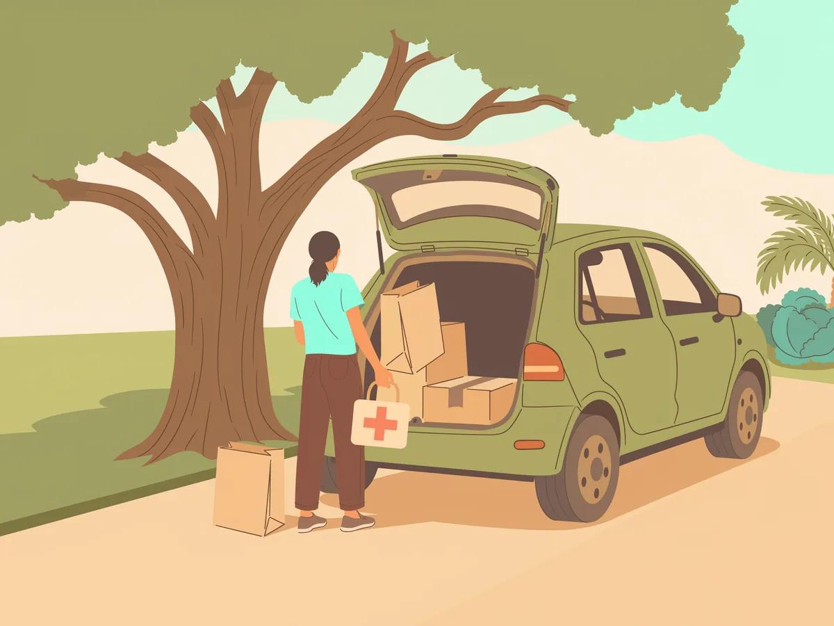 Groceries and a pharmacy run being loaded into a car in Wesley Chapel, Florida